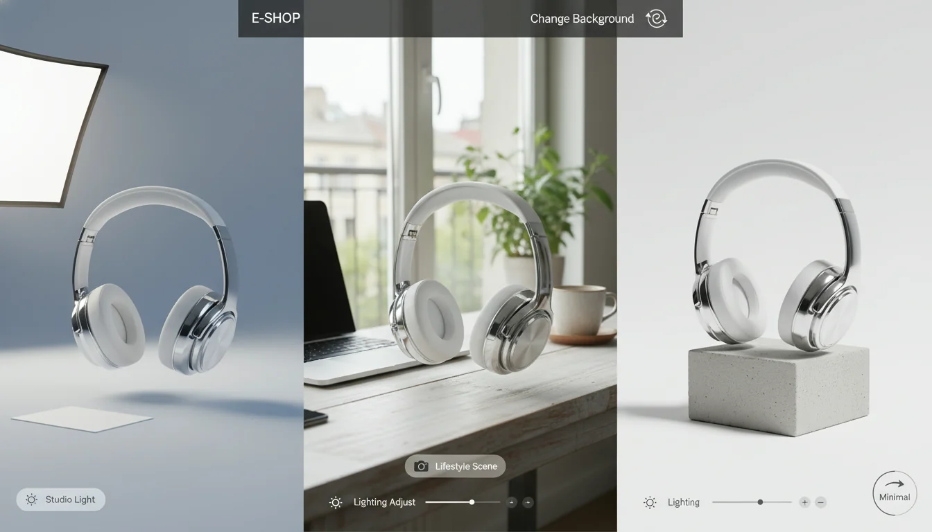 E-commerce product photography case study showing professional product shots with AI-generated backgrounds