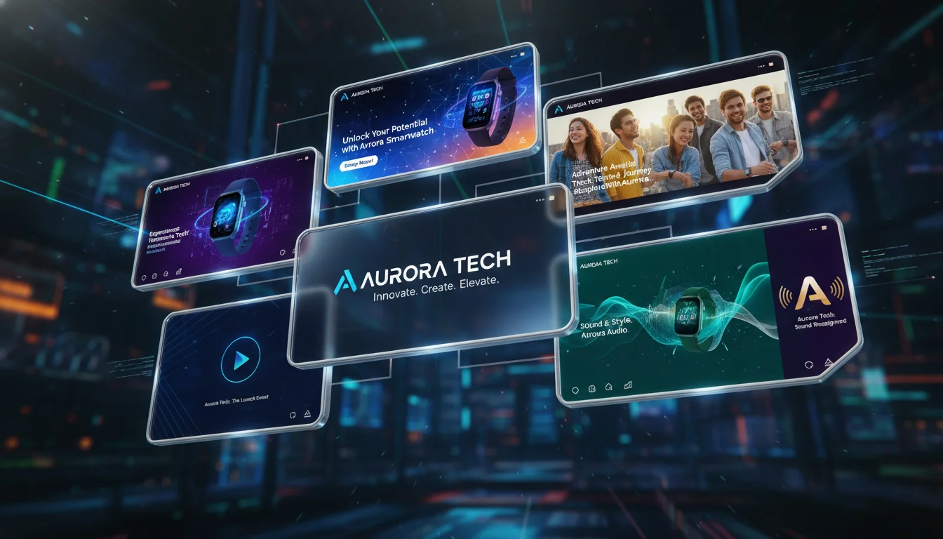 Marketing and advertising case study showing AI-generated ad creatives for A/B testing