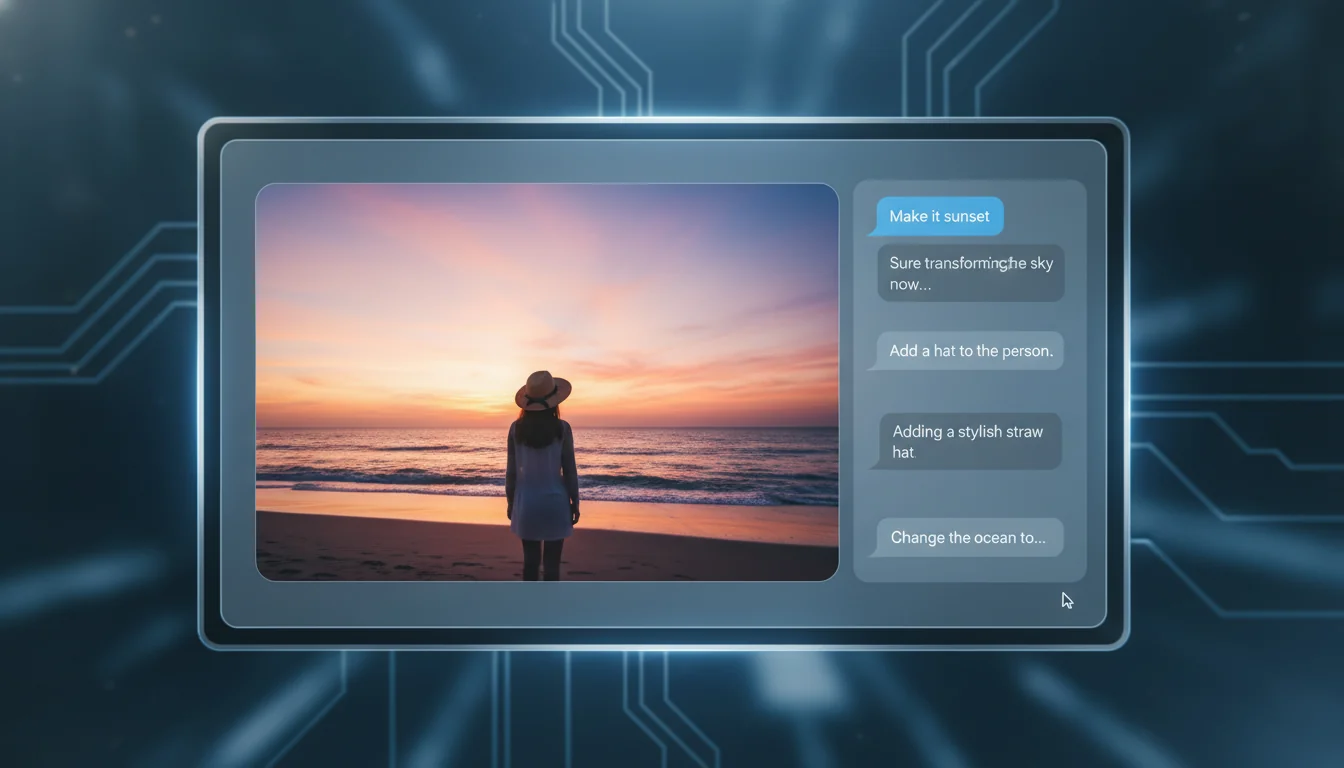Conversational editing tutorial showing natural language image refinement workflow