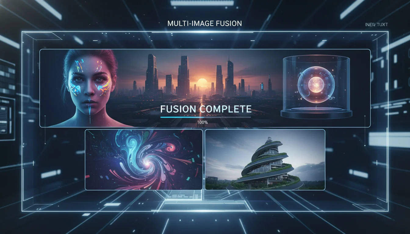 Multi-image fusion tutorial demonstrating 3+ images blended with automatic style matching
